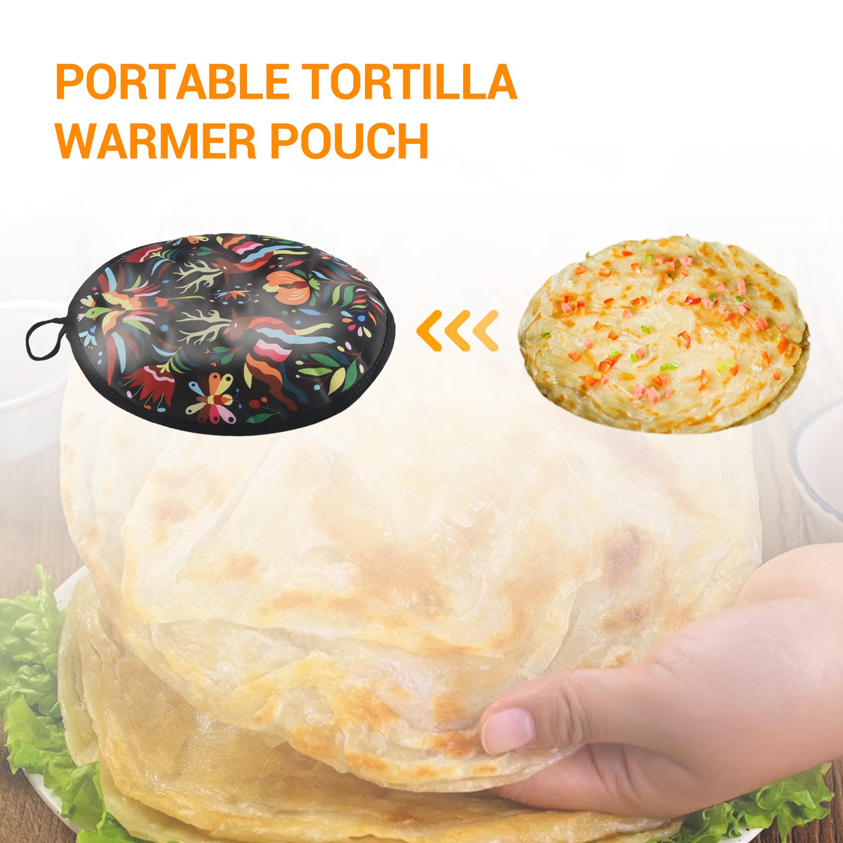 Tortilla Warmer Cloth - 부리토용 ABWZ-12인치 천 가방, 휴대용 또띠아