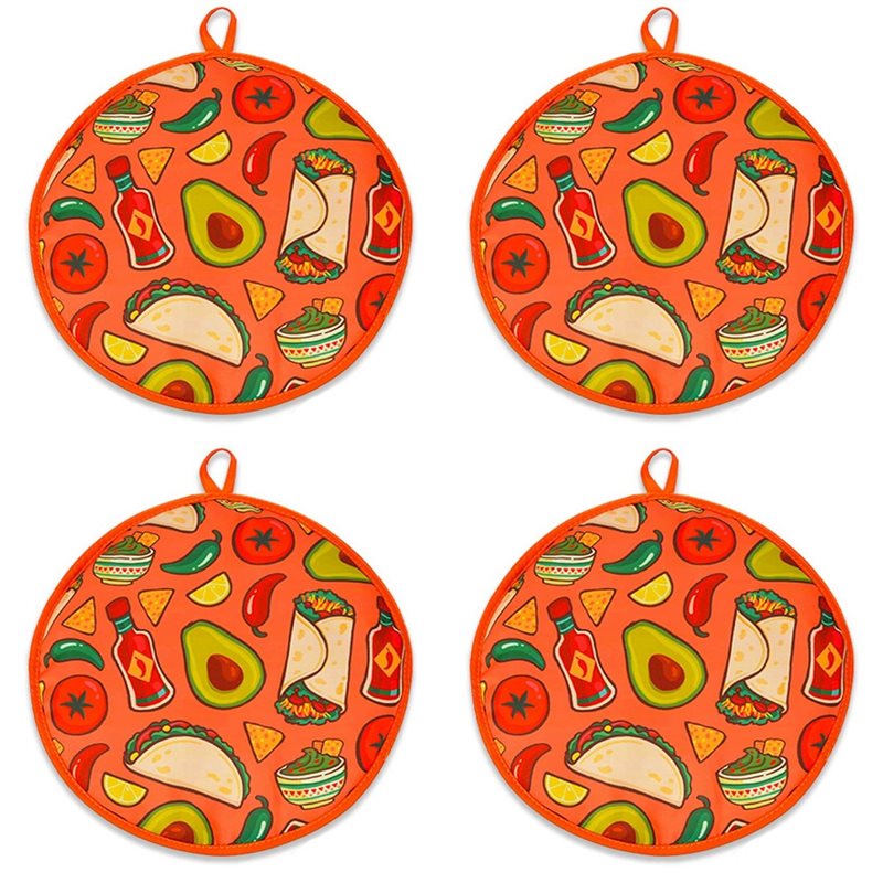 Tortilla Warmer Cloth - CQMF-4Pcs 부리토용 12인치 천 가방, 휴대용