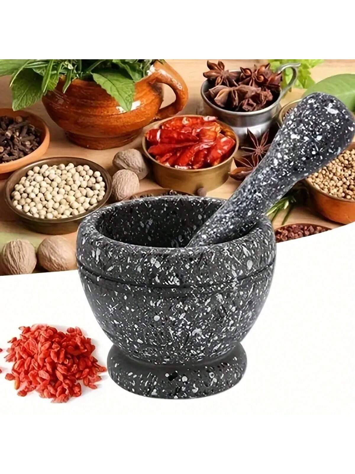 Mortar Pestle Granite - 1개입 화강암 질감 마늘 프레스, 절구와