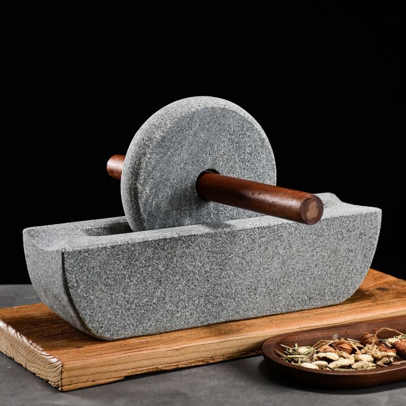 홈 중국 스타일 밀 그라인더 세트 크러셔 롤러 차 트레 - Mortar Pestle Granite 리뷰 및 가격